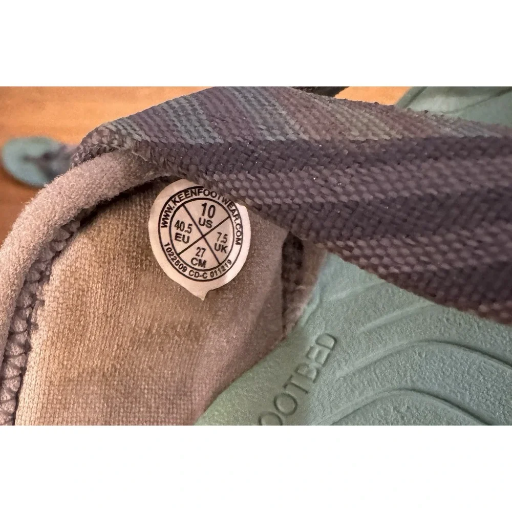 KEEN Thong Sandals Green/Gray Synthetic Slip-On Logo US 10 EU 40.5